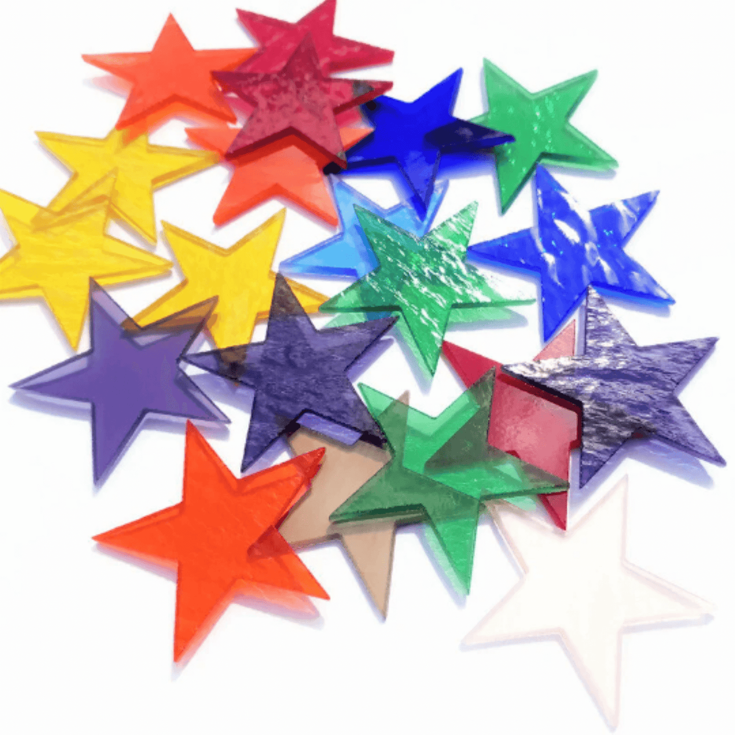 Precut Stained Glass Stars, Assorted Colors, 2 inch Glass Stars for Mosaics, Jewelry, Stained Glass