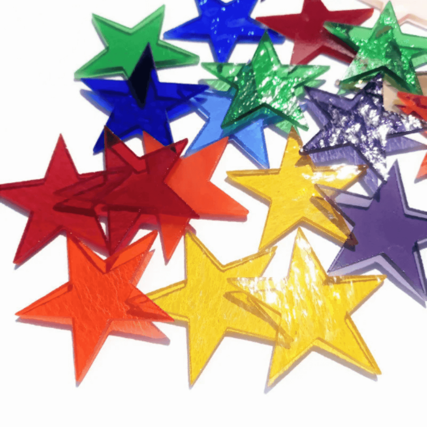Precut Stained Glass Stars, Assorted Colors, 2 inch Glass Stars for Mosaics, Jewelry, Stained Glass