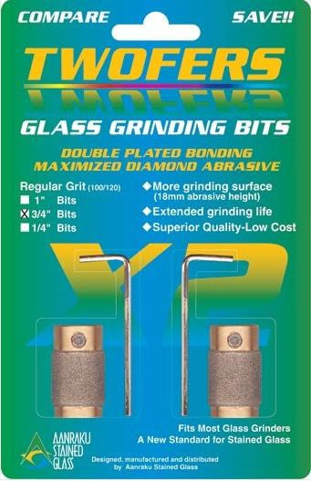 3/4 Inch Medium Grit Diamond Grinding Bit for Stained Glass Grinders Two Pack