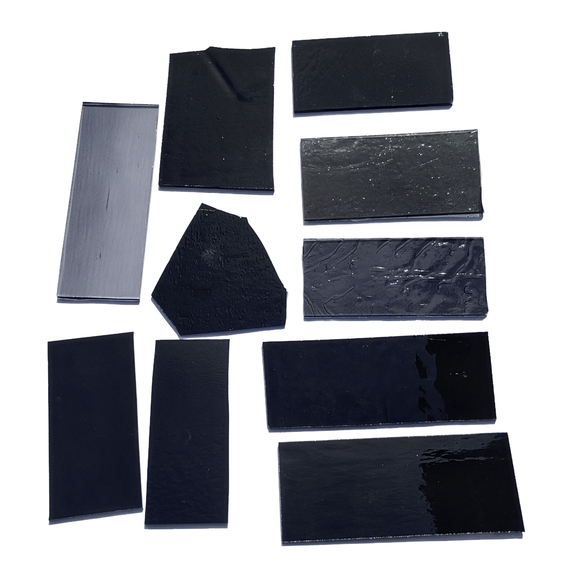 Bradstreet Glass Black and Gray Stained Glass Scraps, Curated 1 lb Package of Reclaimed Shop Scrap Glass