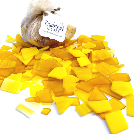 Bradstreet Glass Yellow Tumbled Stained Glass 1/2 pound "Sea Glass" in Shades of Yellow