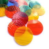 Precut Stained Glass Circles with Holes Drilled for Hanging, 2.5" Glass Circles for Windchimes, Ornaments, Glass Art, Assorted Colors, All Translucent and Wispy Stained Glass