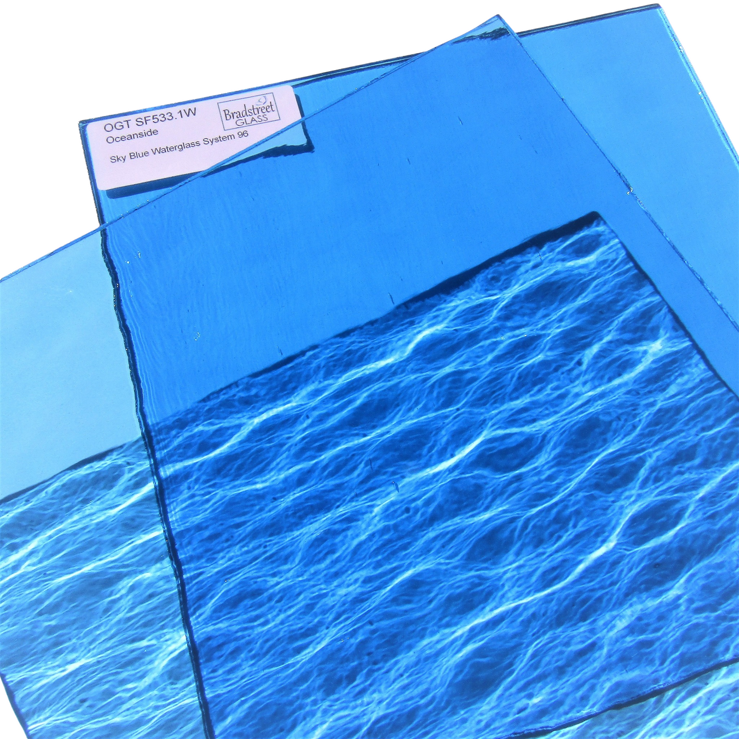 Sky Blue Waterglass Stained Glass Sheet 96 COE Fusible Oceanside SF533.1W