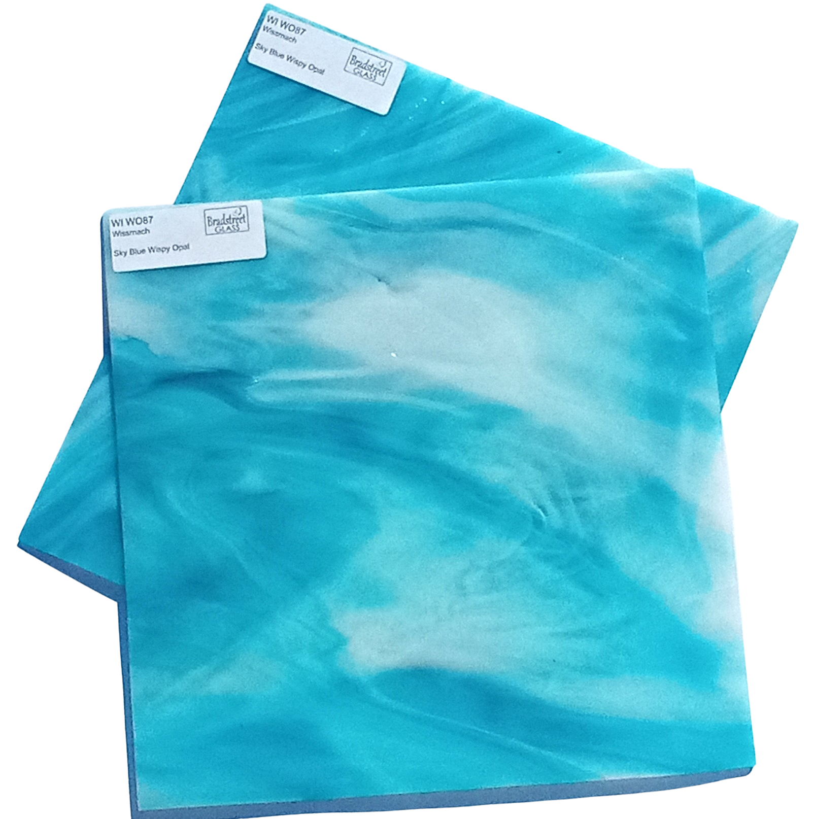 Bradstreet Glass Sky Blue Wispy Opal Stained Glass Sheet Wissmach WO87