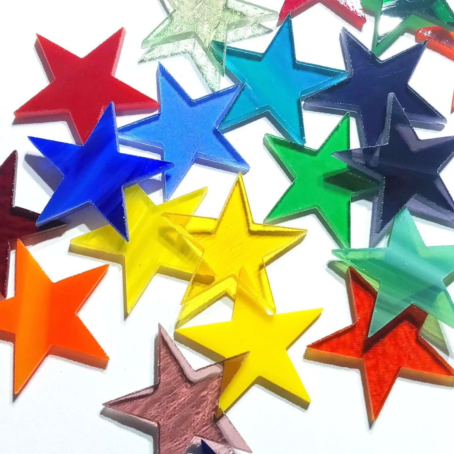 Precut Stained Glass Stars, Assorted Colors, 2 inch Glass Stars for Mosaics, Jewelry, Stained Glass