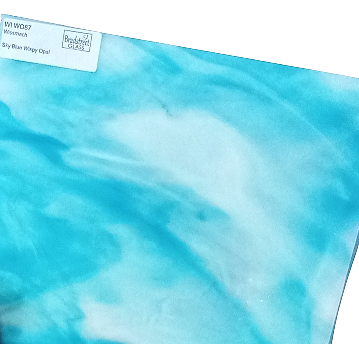 Bradstreet Glass Sky Blue Wispy Opal Stained Glass Sheet Wissmach WO87