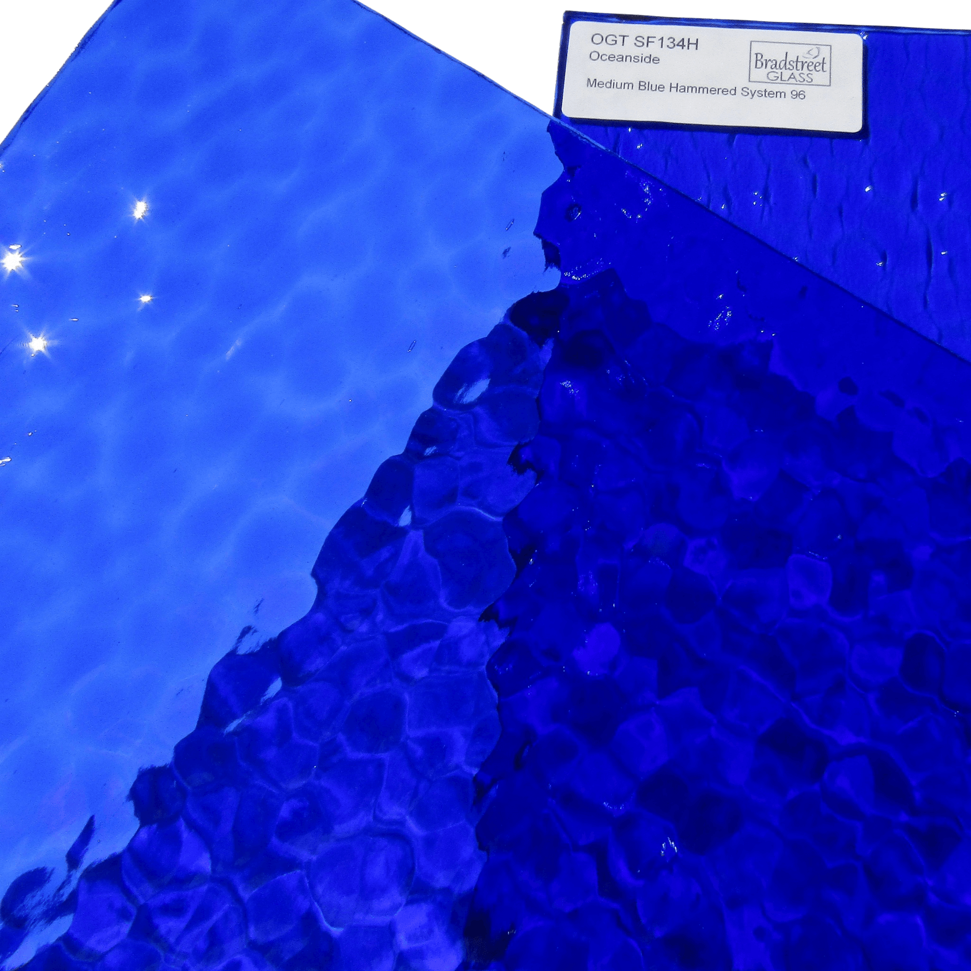 Bradstreet Glass Medium Blue Hammered Stained Glass Sheet 96 COE Oceanside SF134H