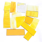 Yellow Stained Glass Scraps, Curated 1 lb Package of Reclaimed Shop Scrap Glass in Shades of Yellow