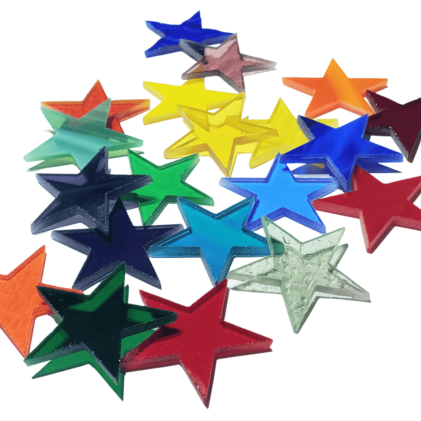 Precut Stained Glass Stars, Assorted Colors, 2 inch Glass Stars for Mosaics, Jewelry, Stained Glass