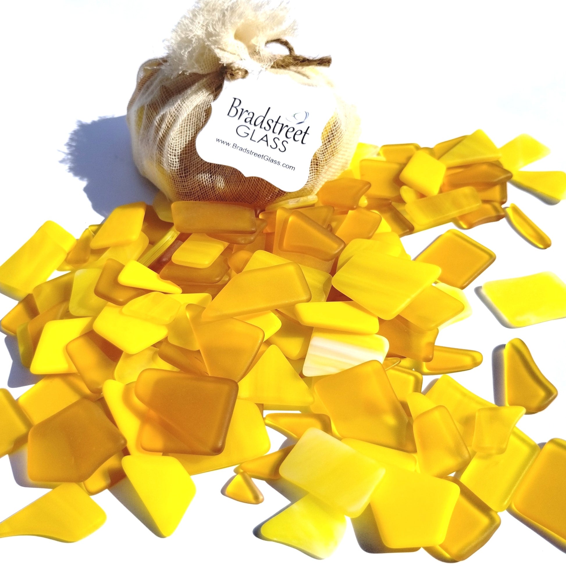 Bradstreet Glass Yellow Tumbled Stained Glass 1/2 pound "Sea Glass" in Shades of Yellow