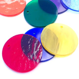 Precut Stained Glass Circles with Holes Drilled for Hanging, 2" Glass Circles for Windchimes, Ornaments, Glass Art, Assorted Colors, All Translucent and Wispy Stained Glass