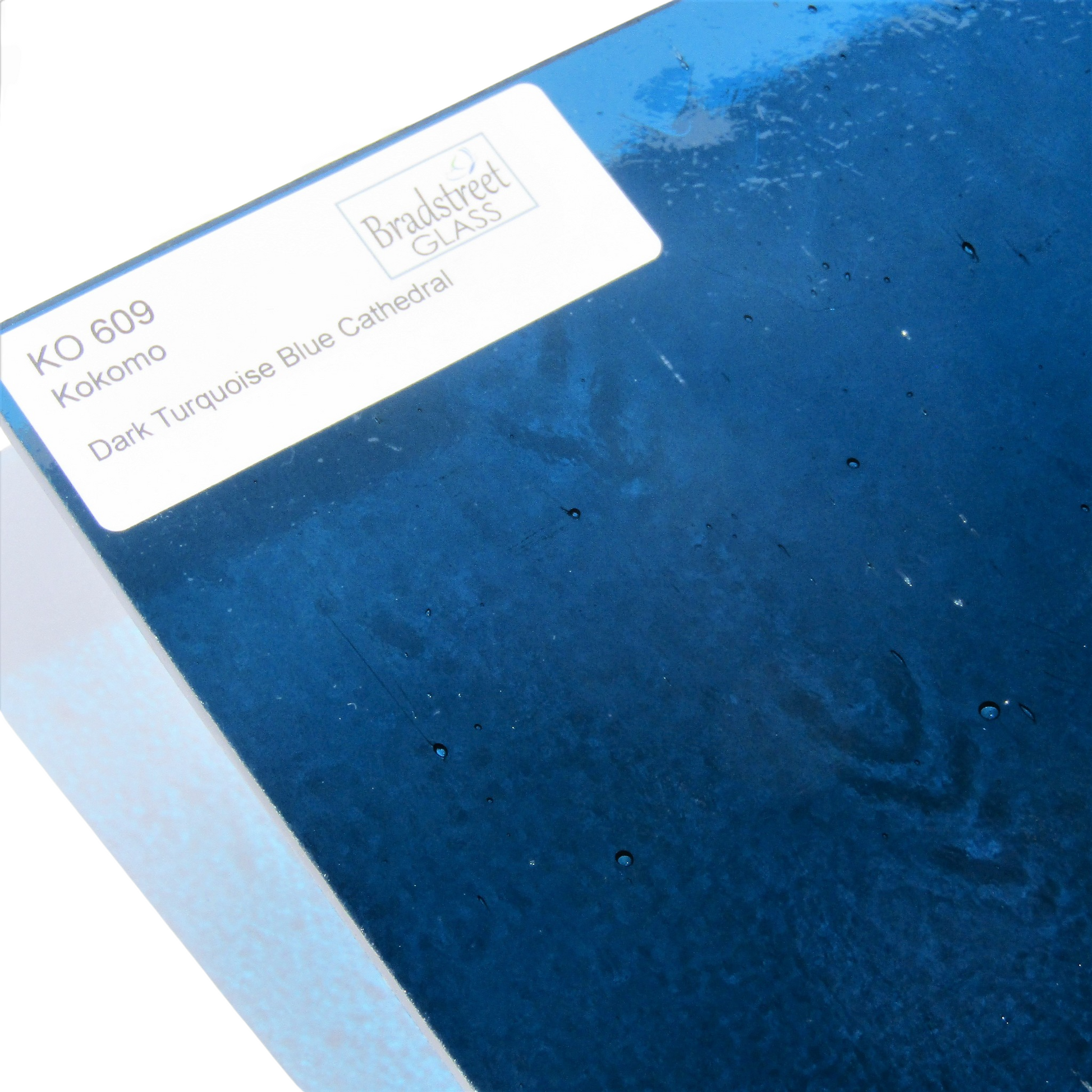 Dark Turquoise Blue Stained Glass Sheet Kokomo 609
