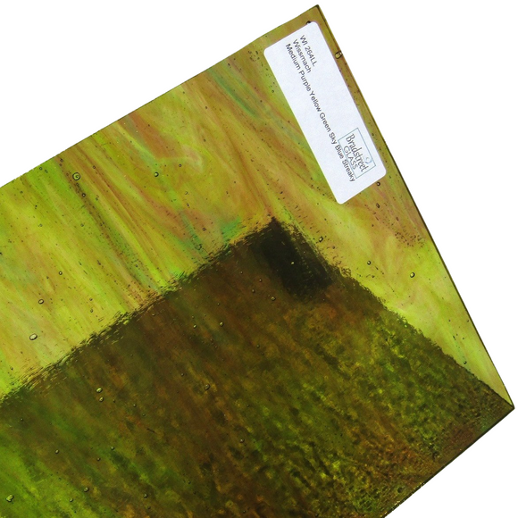 Medium Purple Yellow Green Sky Blue Streaky Stained Glass Sheet Wissmach 264LL