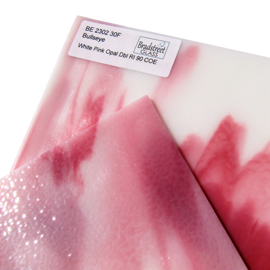 Bradstreet Glass White Opal Pink Opal Fusible Stained Glass Sheet 90 COE Bullseye 2302 30F