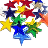 Precut Stained Glass 1.5" Stars, Assorted Colors, Package of 10 or 20
