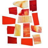 Orange, Red, Yellow Stained Glass Scraps, Curated 1 lb Package of Reclaimed Shop Scrap Glass in Shades of Orange Sunset Sunrise Colors