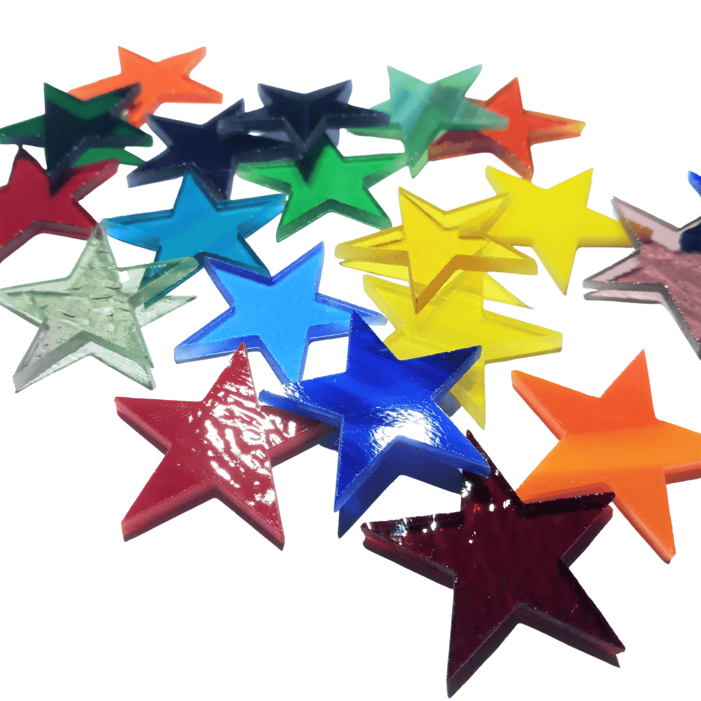 Precut Stained Glass Stars, Assorted Colors, 2 inch Glass Stars for Mosaics, Jewelry, Stained Glass