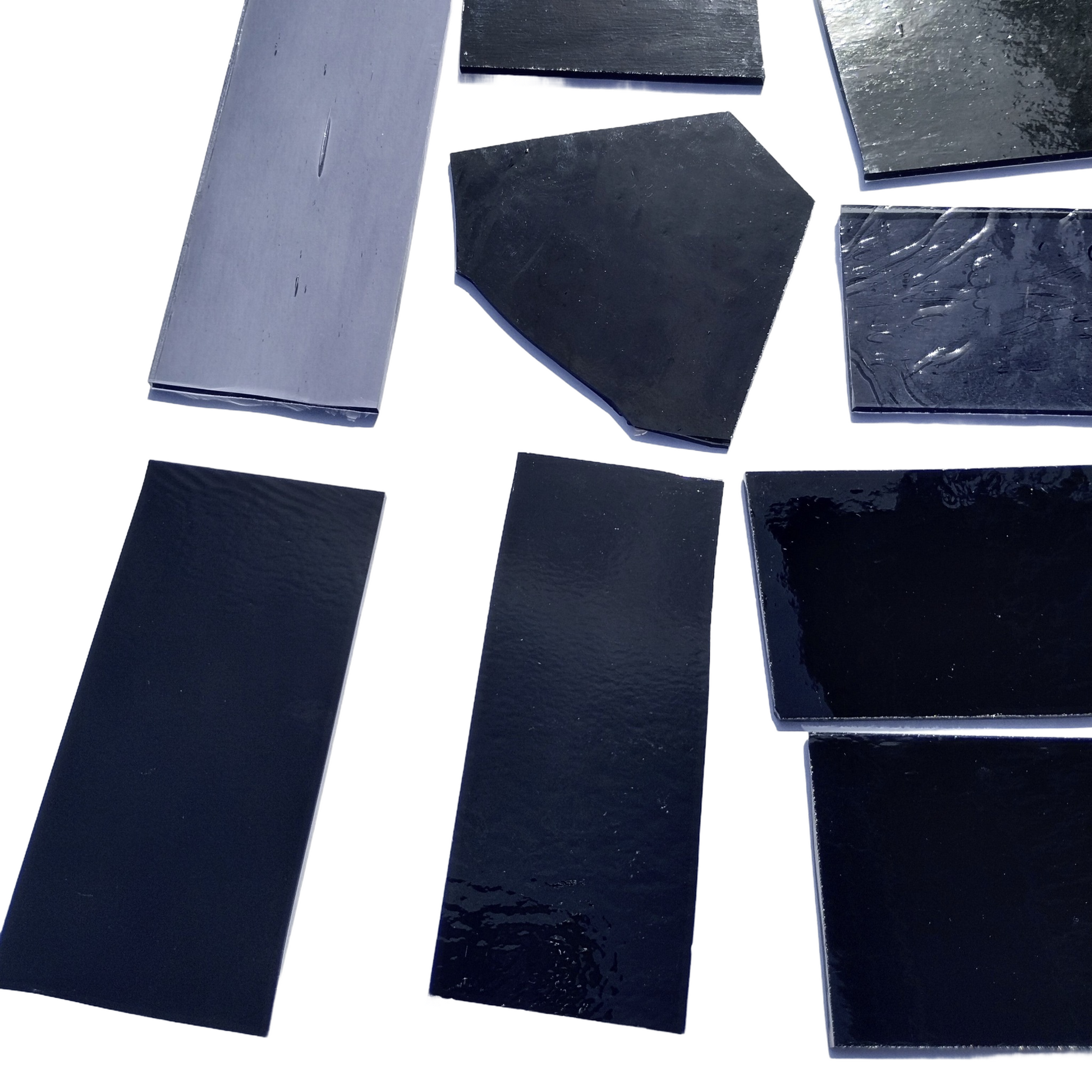 Bradstreet Glass Black and Gray Stained Glass Scraps, Curated 1 lb Package of Reclaimed Shop Scrap Glass