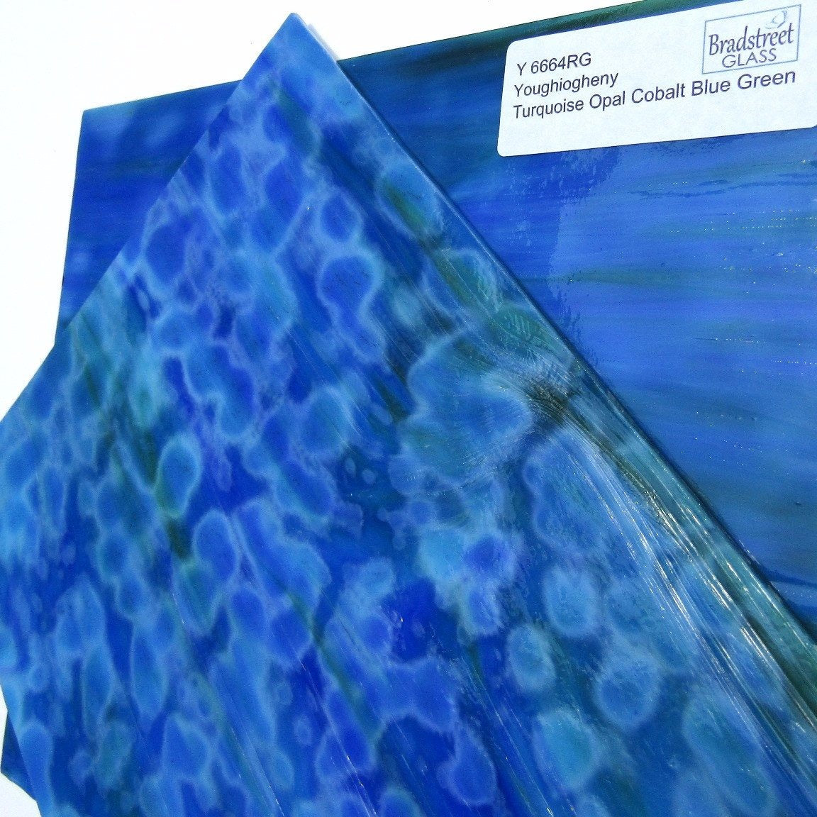 Turquoise Opal Cobalt Blue Green Stained Glass Sheet Youghiogheny 6664RG