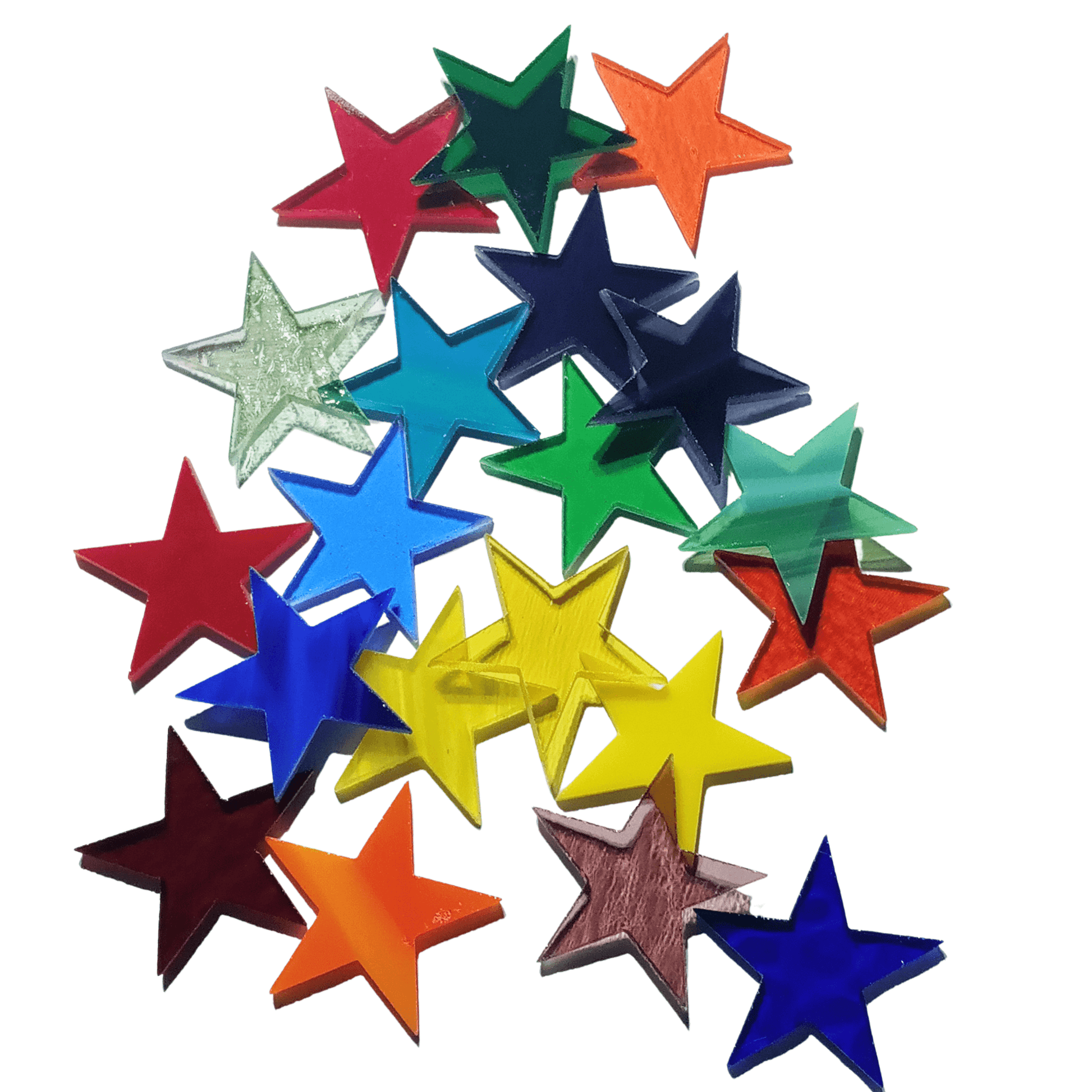 Precut Stained Glass Stars, Package of 10, Assorted Colors, 1 inch Glass Stars
