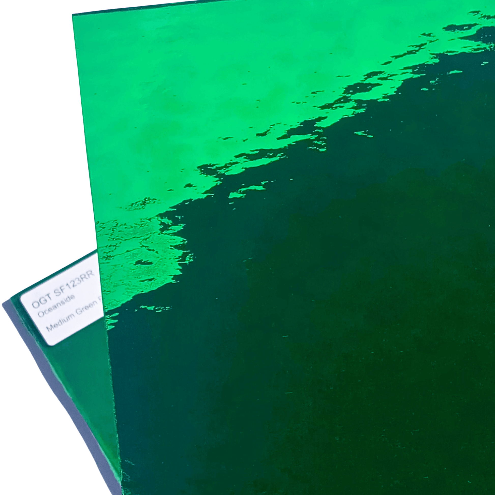 Bradstreet Glass Medium Green Rough Rolled Stained Glass Sheet COE 96 Oceanside SF123RR
