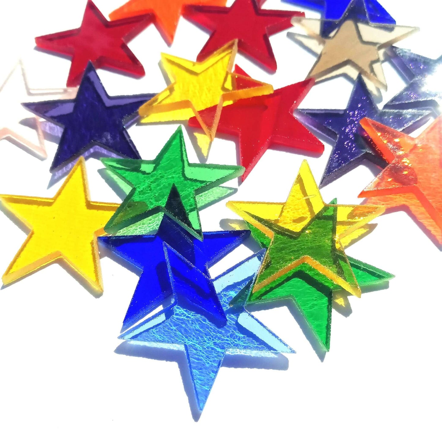Precut Stained Glass 1.5" Stars, Assorted Colors, Package of 20