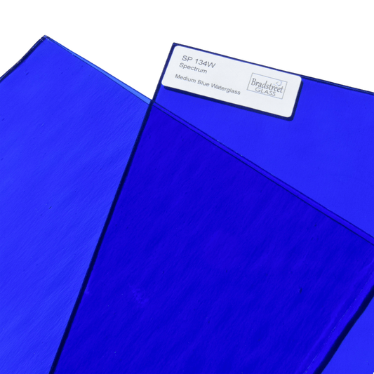  Bradstreet Glass Medium Blue Waterglass Fusible Stained Glass Sheet 96 COE Oceanside SF134W