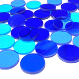 Blue Precut Stained Glass Circles, 1" Blue Glass Circles for Mosaics, Jewelry, Stained Glass Art