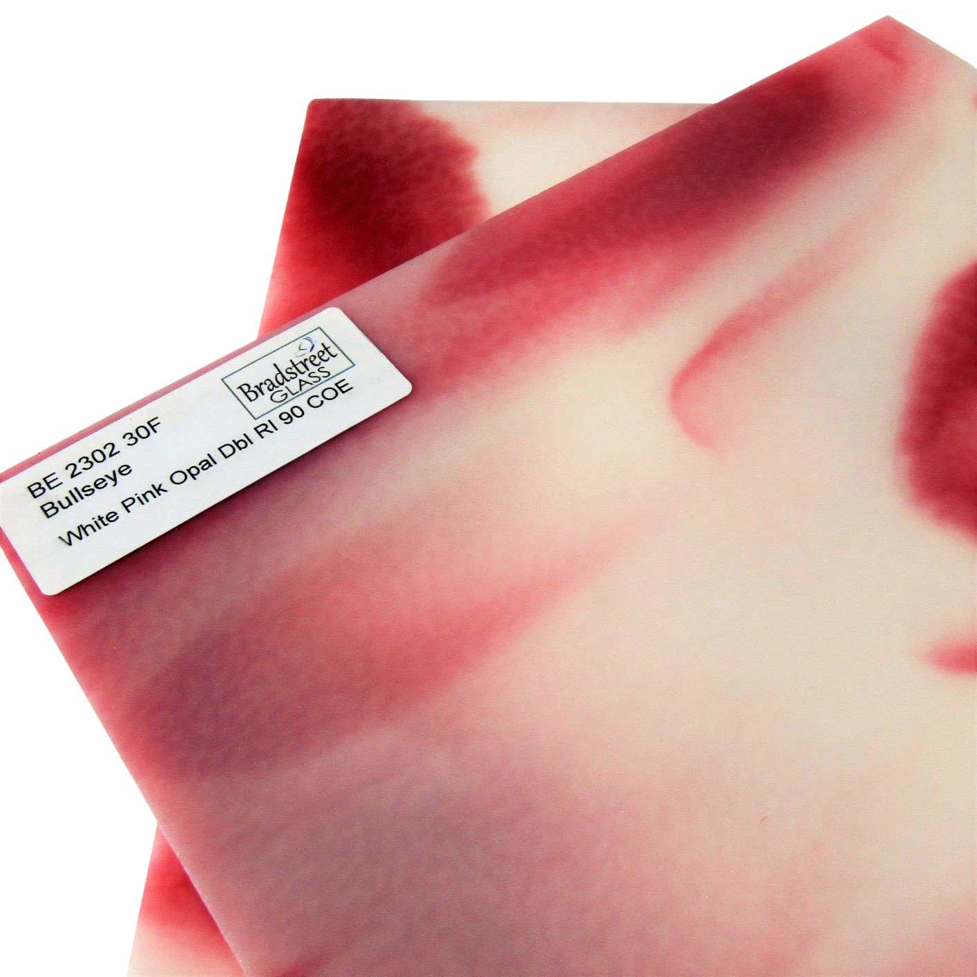 Bradstreet Glass White Opal Pink Opal Fusible Stained Glass Sheet 90 COE Bullseye 2302 30F