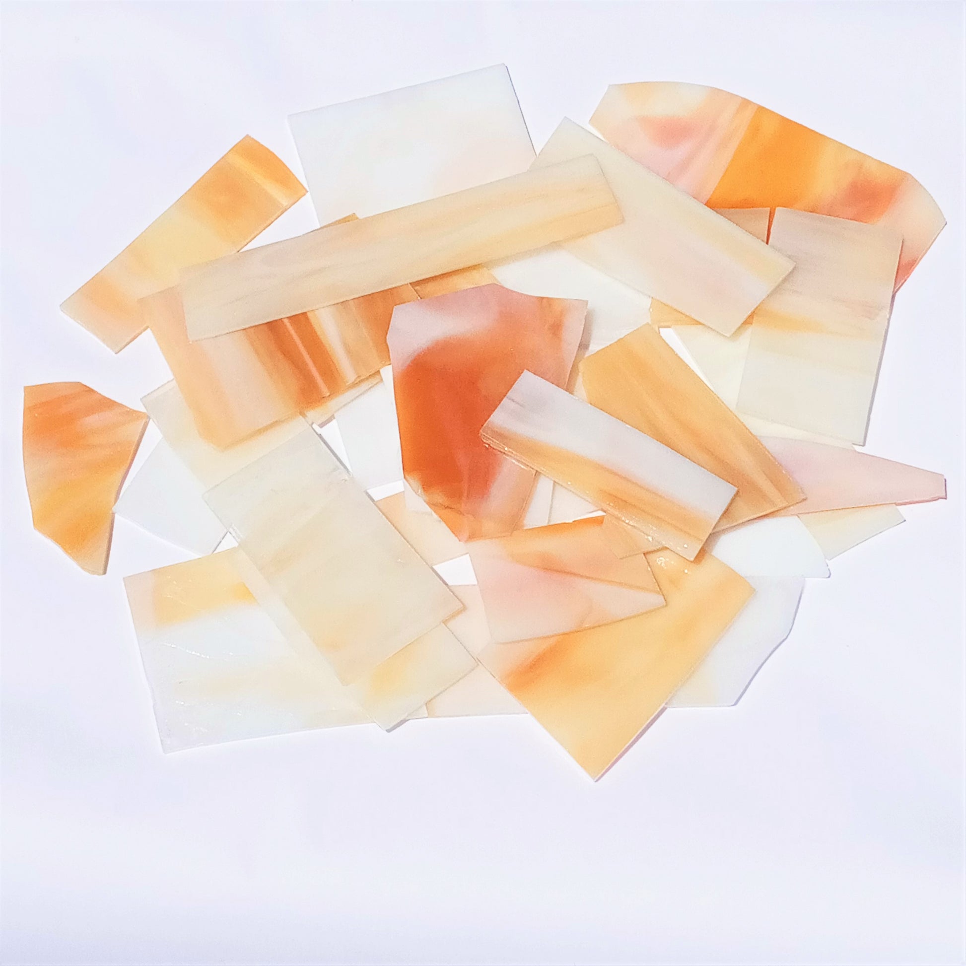 Bradstreet Glass Amber Opal White Stained Glass Scraps, Curated 1 Lb of Reclaimed Shop Scrap Glass in Shades of Amber Opal