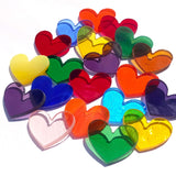 Precut Stained Glass Hearts, Assorted Colors, 1 inch Glass Hearts for Mosaics, Jewelry, Stained Glass