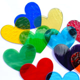 Precut Stained Glass Hearts, Assorted Colors, 3" Glass Hearts for Mosaics, Jewelry, Stained Glass