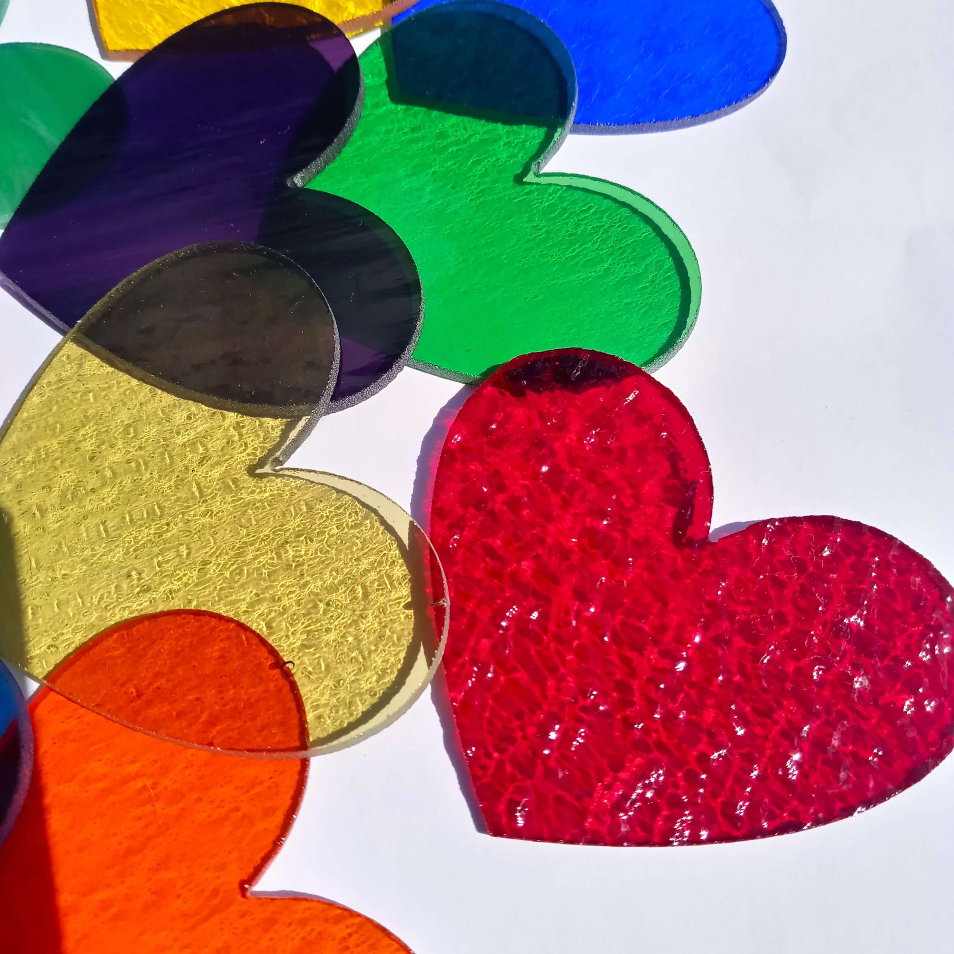 Precut Stained Glass Hearts, Assorted Colors, 3" Glass Hearts for Mosaics, Jewelry, Stained Glass