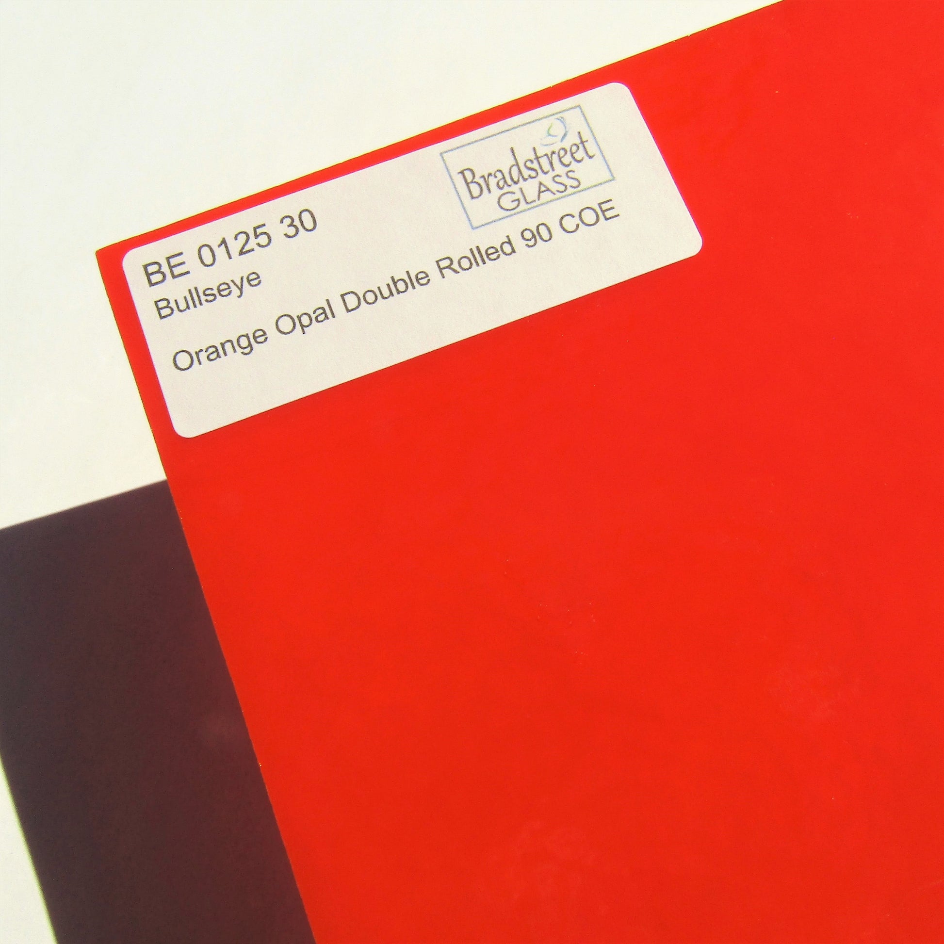 Bradstreet Glass Orange Opal Stained Glass Sheet Opaque Double Roll 90 COE Bullseye 0125 30F