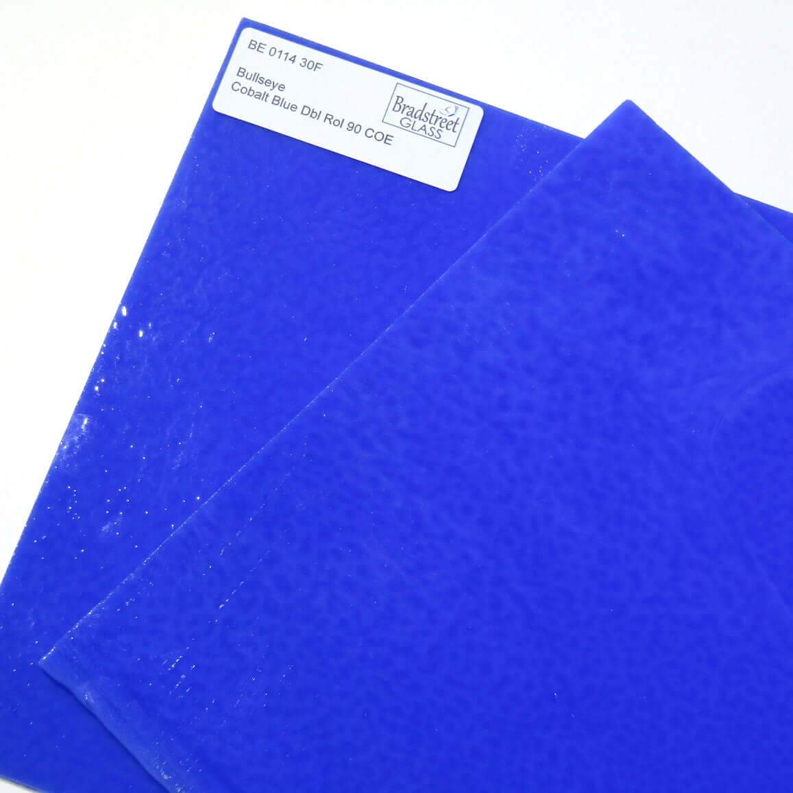 Cobalt Blue Fusible 8x8 Stained Glass Sheet 90 COE Double Rolled Bullseye 0114 30F