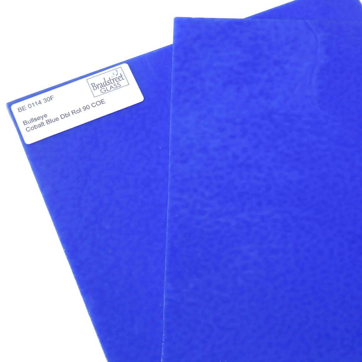 Cobalt Blue Fusible Stained Glass Sheet 90 COE Double Rolled Bullseye 0114 30F
