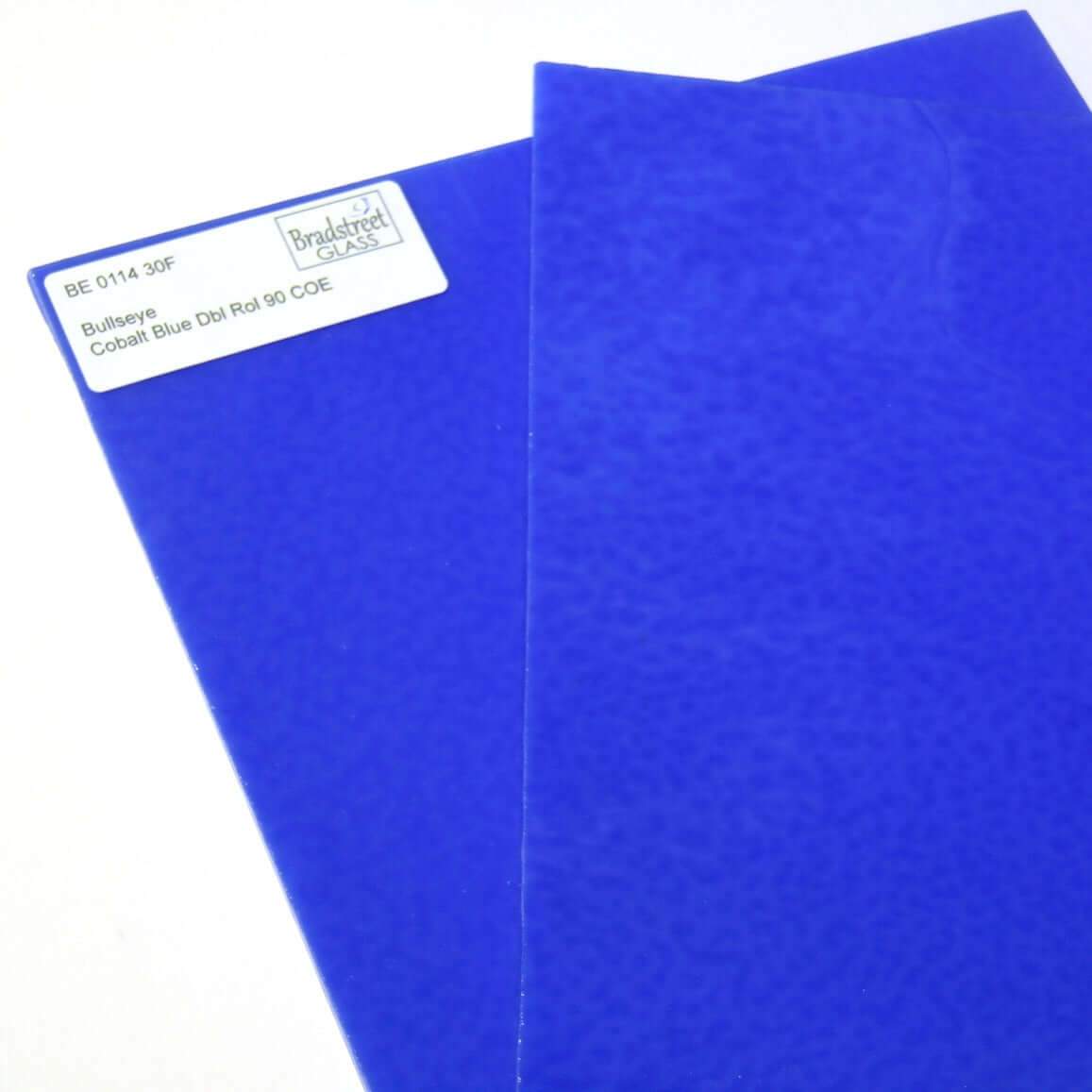 Cobalt Blue Fusible 8x8 Stained Glass Sheet 90 COE Double Rolled Bullseye 0114 30F