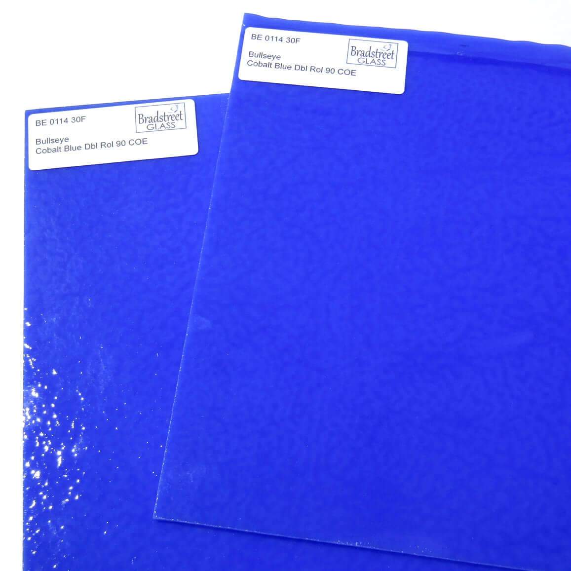 Cobalt Blue Fusible Stained Glass Sheet 90 COE Double Rolled Bullseye 0114 30F