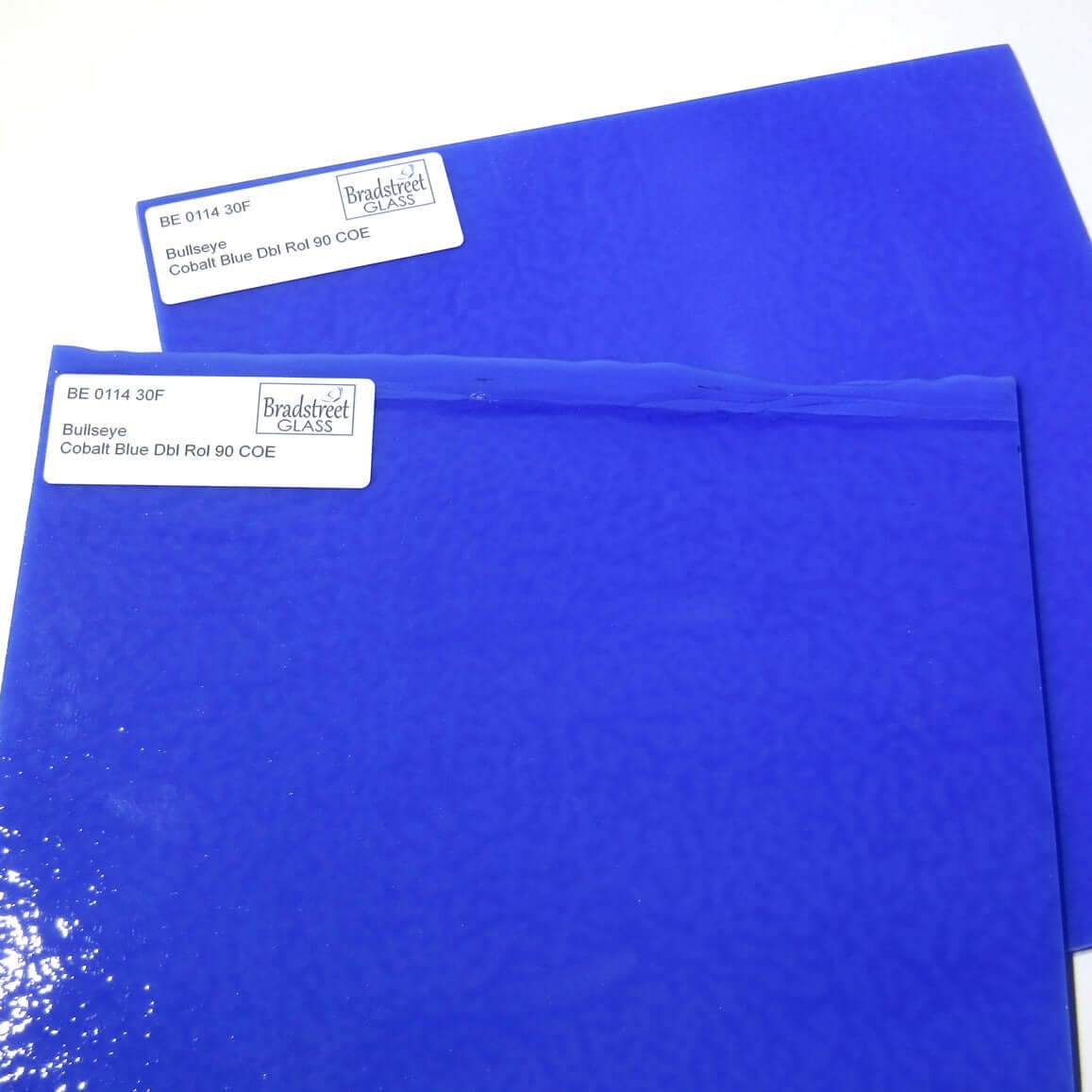 Cobalt Blue Fusible Stained Glass Sheet 90 COE Double Rolled Bullseye 0114 30F