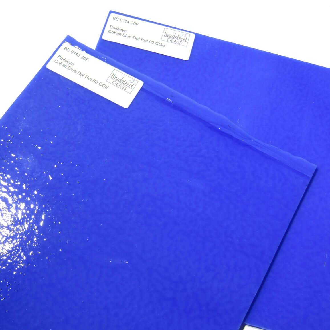 Cobalt Blue Fusible Stained Glass Sheet 90 COE Double Rolled Bullseye 0114 30F