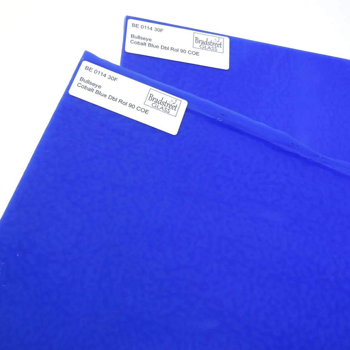 Cobalt Blue Fusible Stained Glass Sheet 90 COE Double Rolled Bullseye 0114 30F