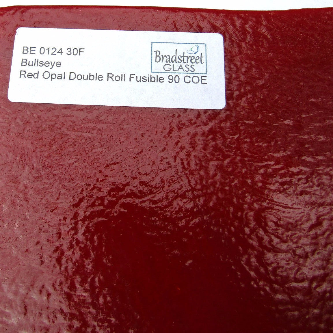 Bullseye Red Opal Double Rolled Fusible 90 COE Stained Glass Sheet BE 0124 30F