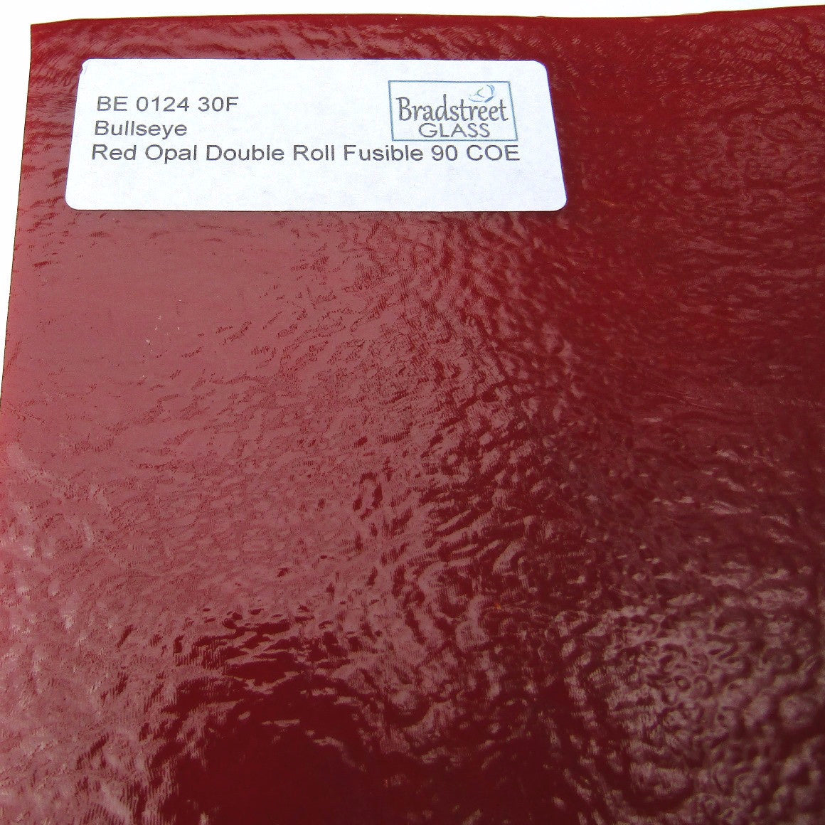 Bullseye Red Opal Double Rolled Fusible 90 COE Stained Glass Sheet BE 0124 30F
