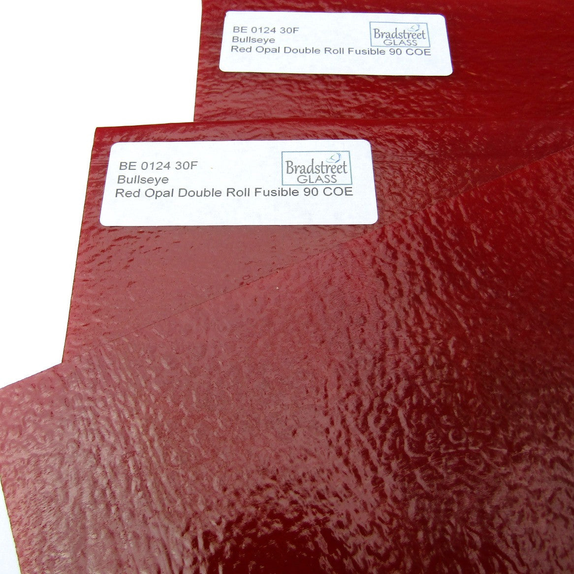 Bullseye Red Opal Double Rolled Fusible 90 COE Stained Glass Sheet BE 0124 30F