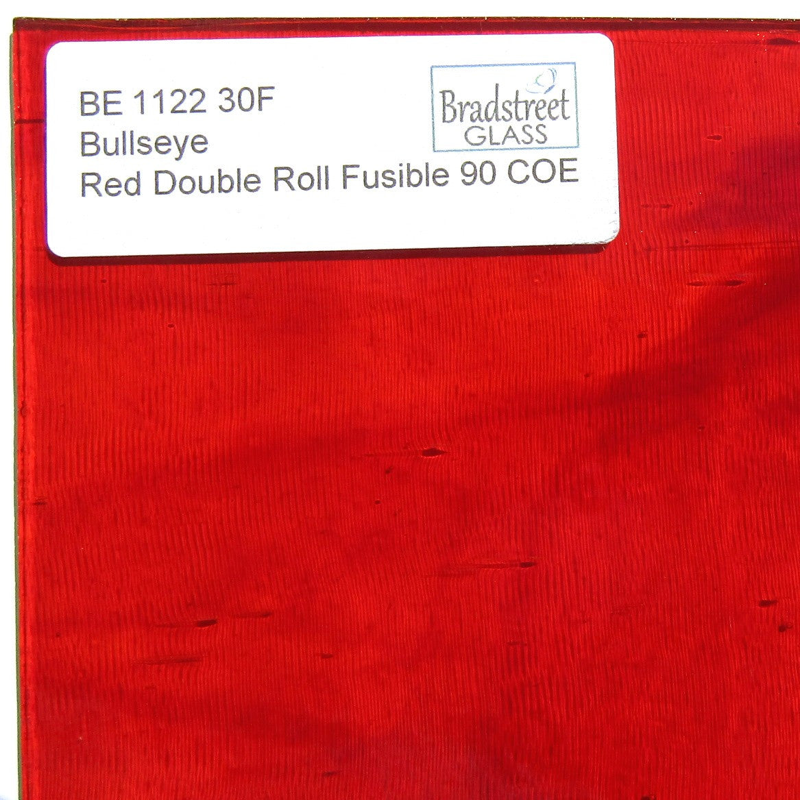 Red Cathedral Transparent Double Roll Fusible 90 COE Bullseye 7x10 Stained Glass Sheet BE 1122 30F