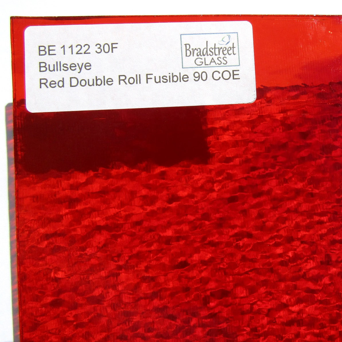 Red Cathedral Transparent Double Roll Fusible 90 COE Bullseye 7x10 Stained Glass Sheet BE 1122 30F