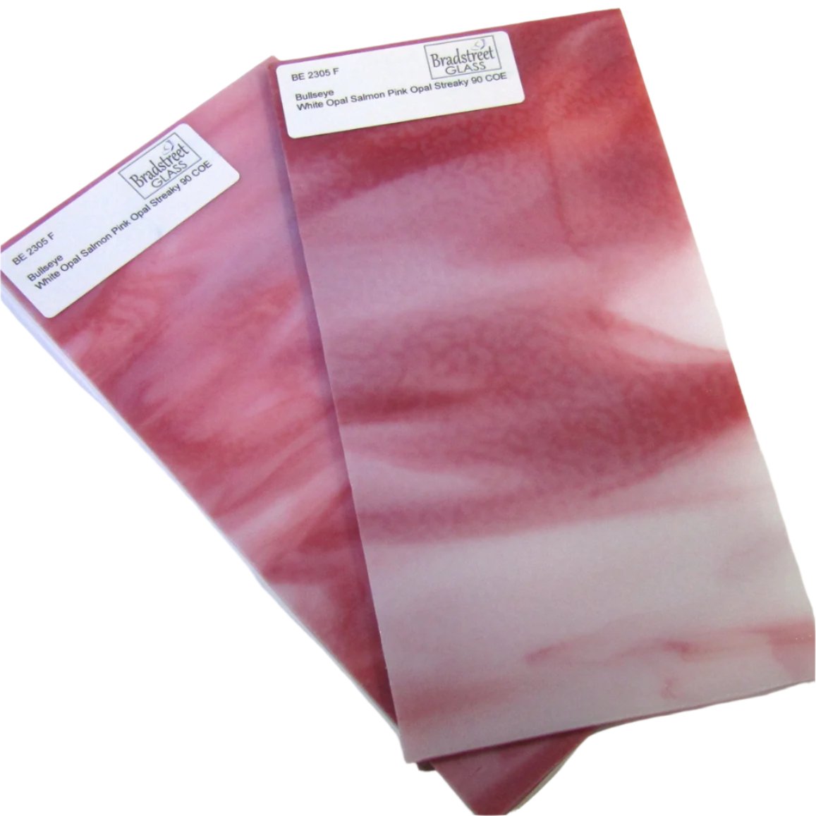 White Opal Salmon Pink Opal Stained Glass Sheet 90 COE Bullseye 2305 30