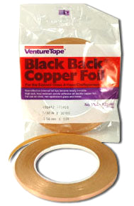 Black Backed Copper Foil Tape 1/4 inch 1.25 mil Venture Tape