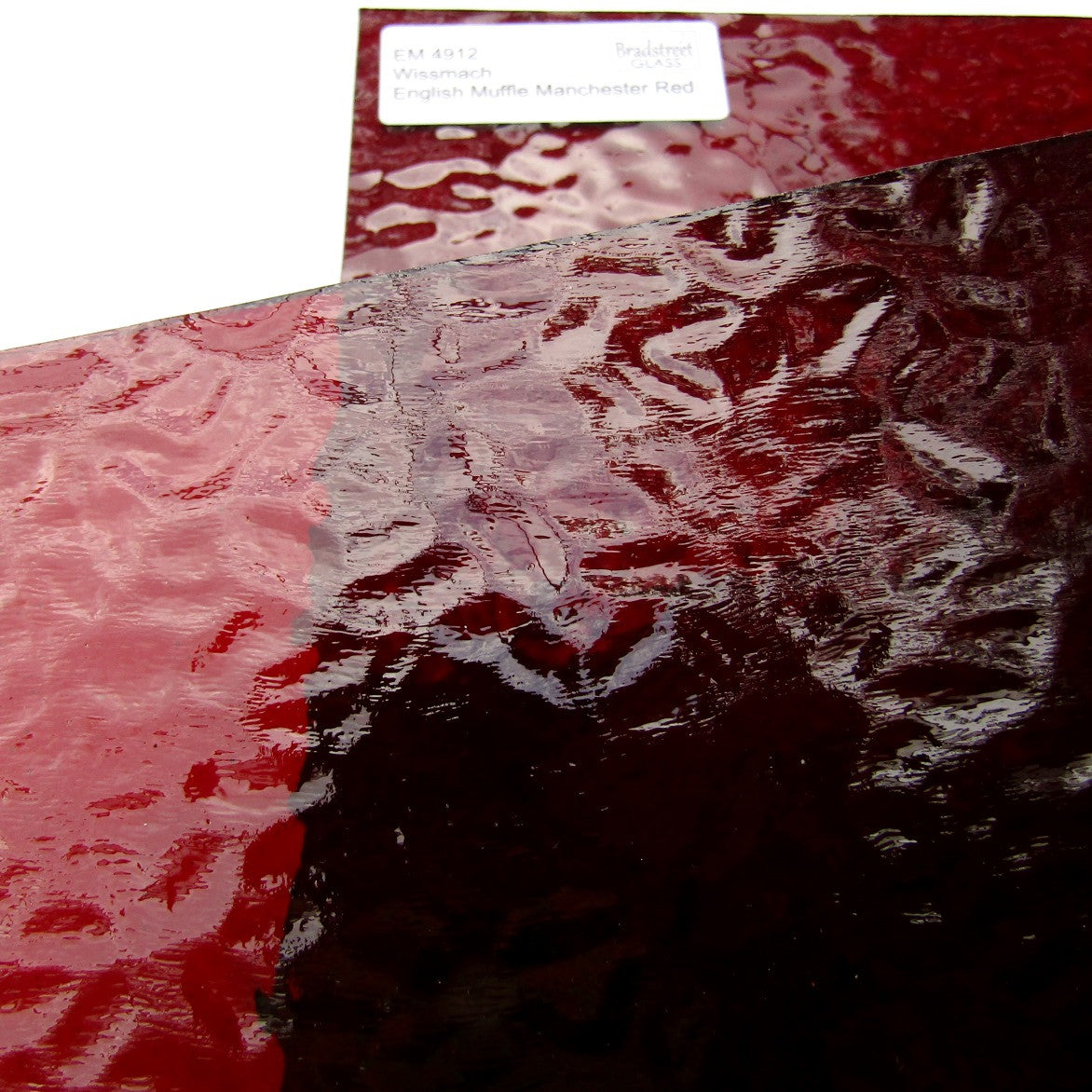 Wissmach English Muffle Manchester Red Cathedral Stained Glass Sheet EM 4912