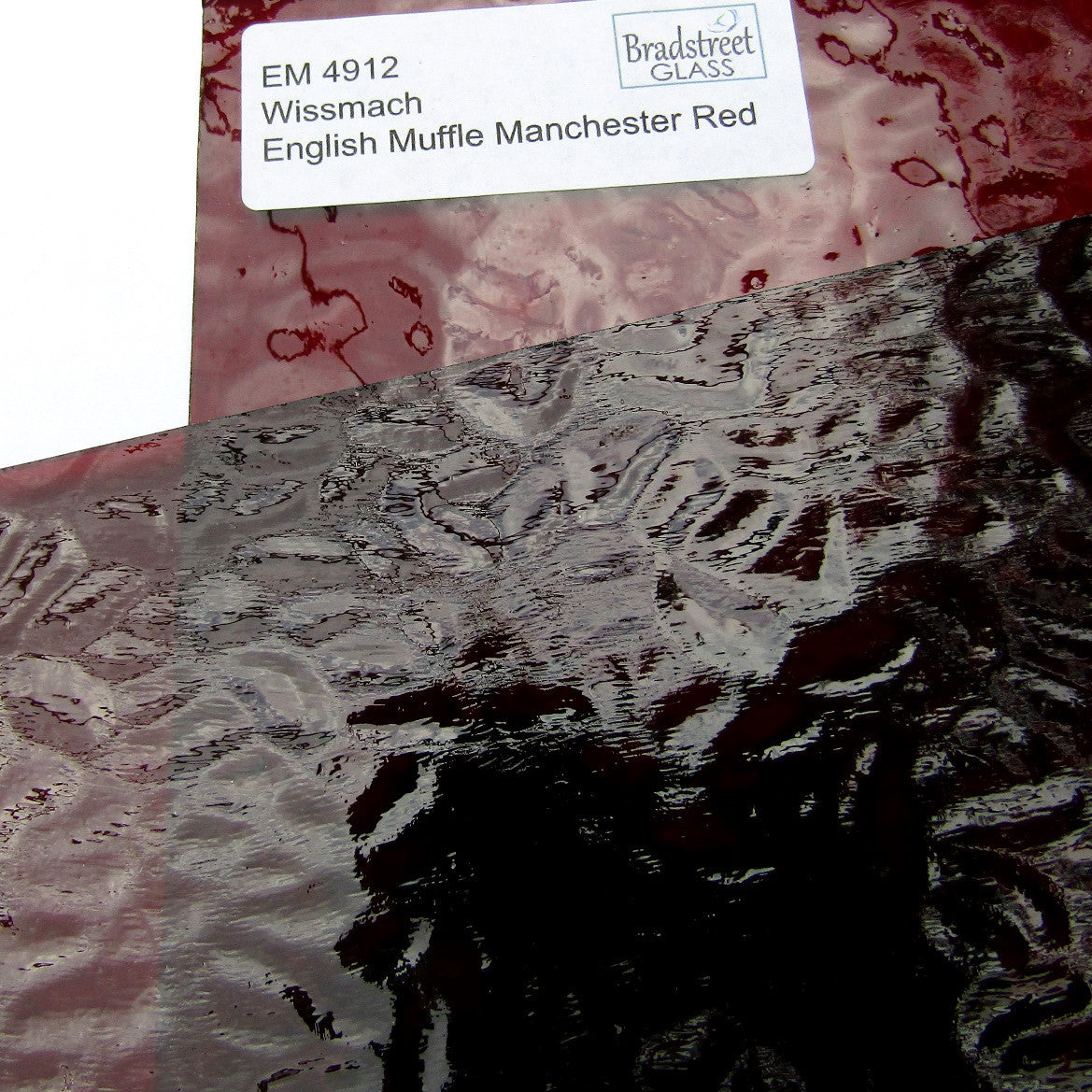 Wissmach English Muffle Manchester Red Cathedral Stained Glass Sheet EM 4912